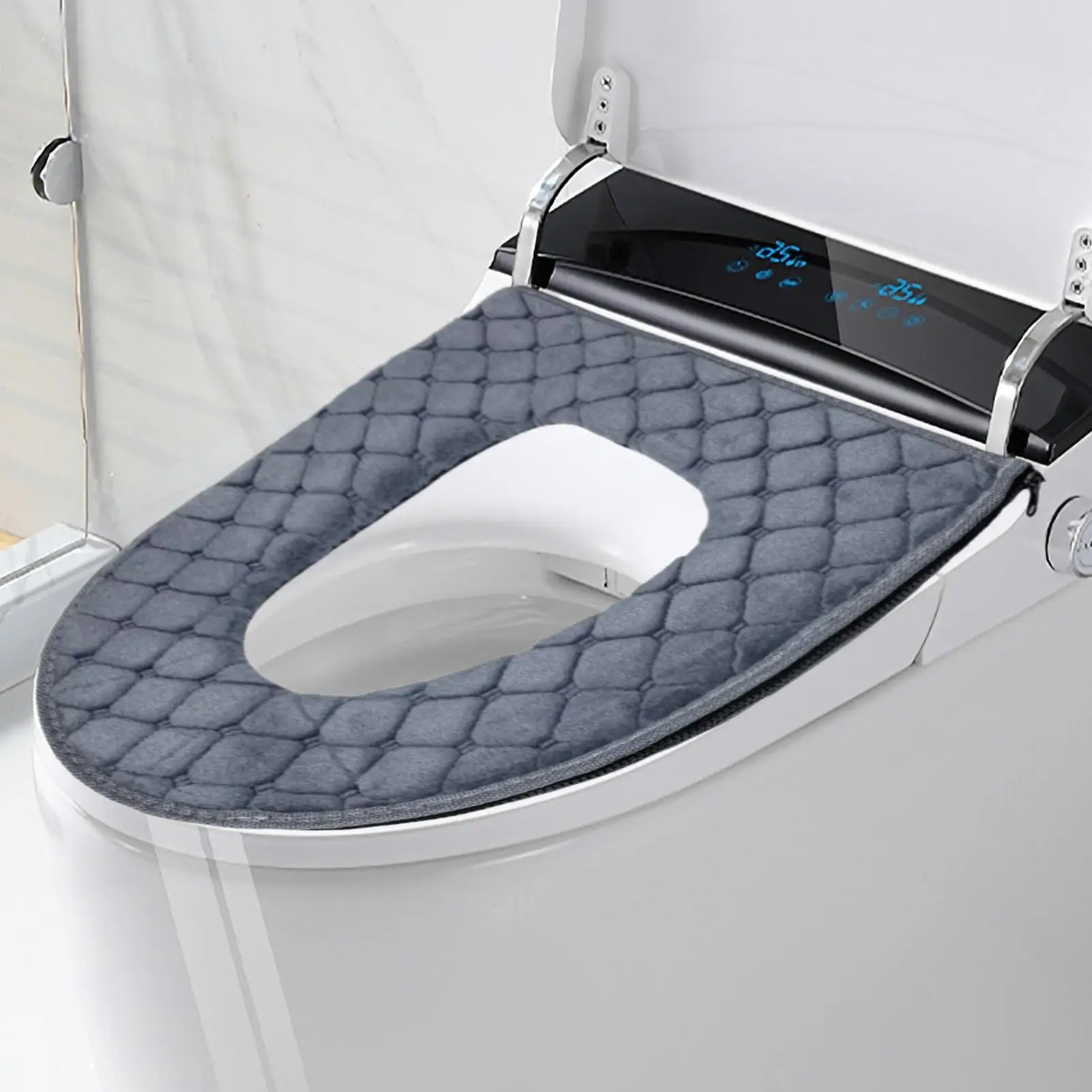Heated Toilet Seat Cover 5-Level Adjustable Heater Mat Toilet Seat Cover Pad With Timer Plug In Design For Cold Weather Morning