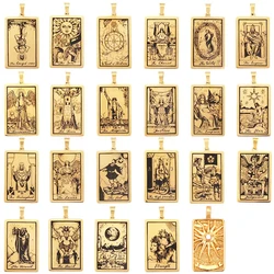 Popular European American Vintage Stainless Steel 22 Pieces Tarot Pendant,18K Vacuum Plated Titanium Men's Necklace Supplies N30