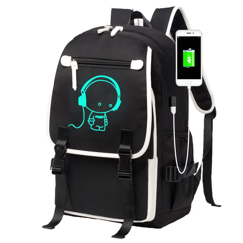 

New style back to school USB Charge music luminous unisex schoolbag For Student book for boys girls teenage teenagers backpack