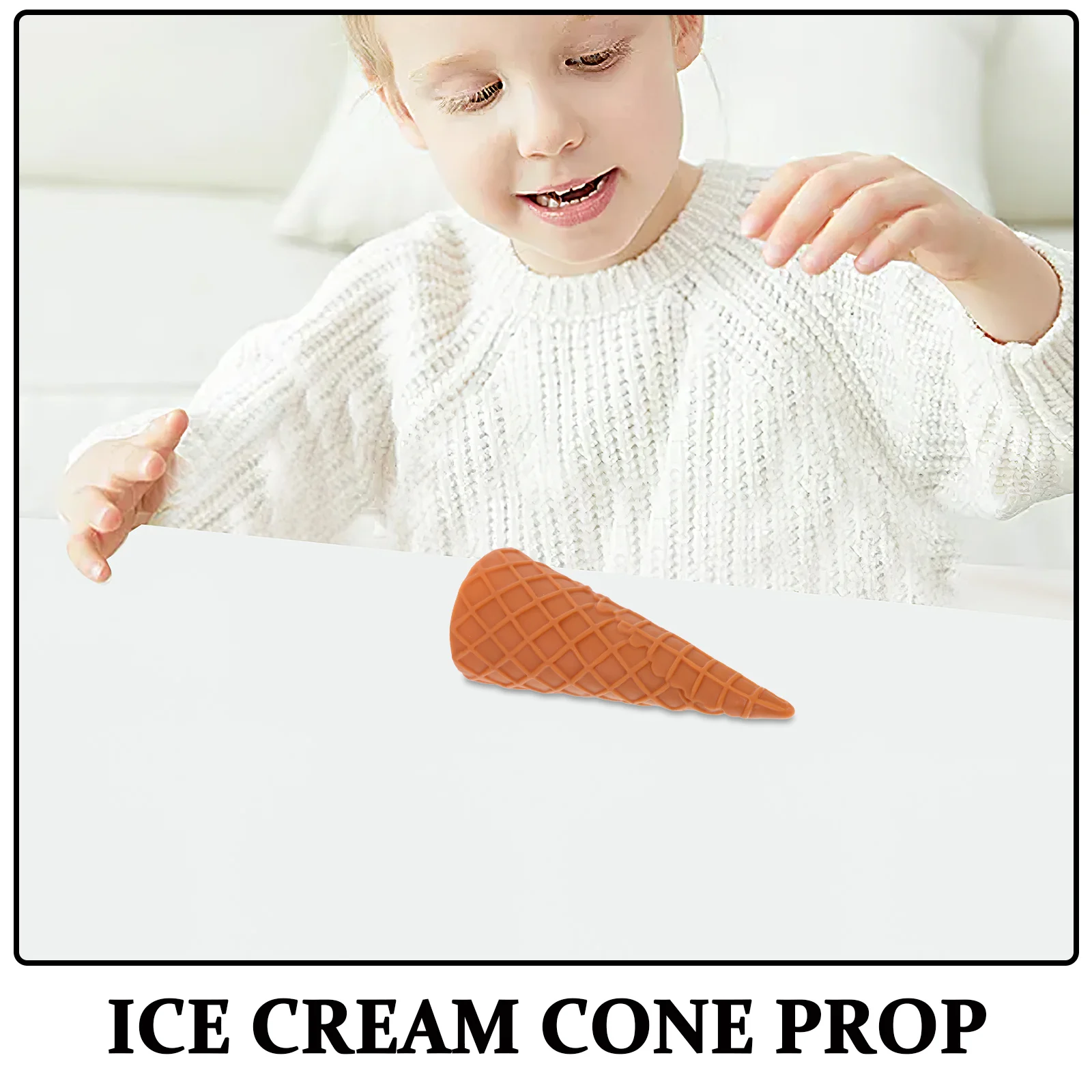 2Pcs Realistic Artificial Ice Cream Cones Lifelike Waffle Simulation Food Dessert Display Photography Prop Pretend Play