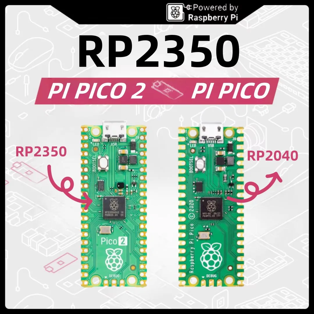 Original Raspberry Pi Pico 2 RP2350/ Pi Pico RP2040 microcontroller board 520KB 150MHz, Arm Cortex-M33 open-source RISC-V