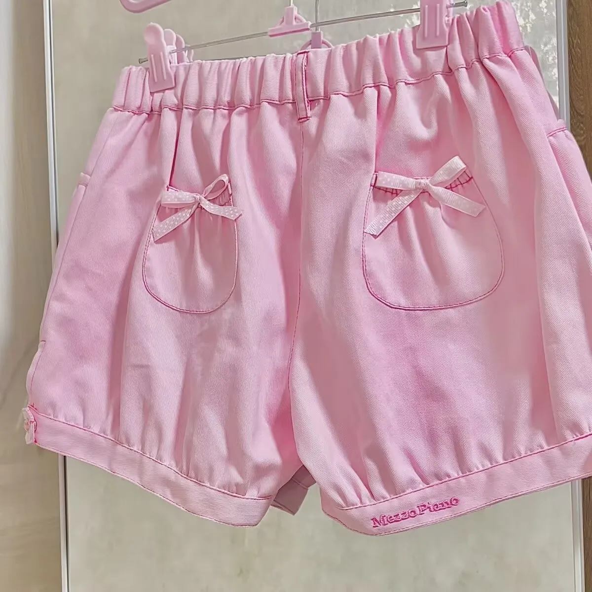 ロリータスタイルピンクショーツ女性のための河合女子高生漫画バニー刺繍ショートパンツ Y2k 美的カボチャブルーショーツ