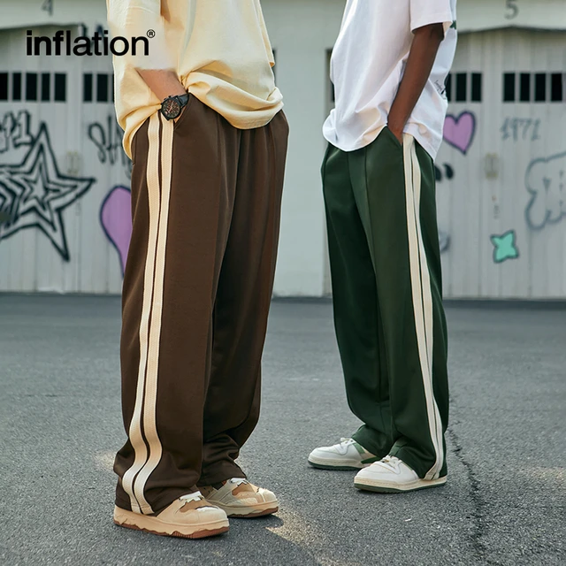 Inflation Vintage Side Stripe Track Pants Unisex Elastic Waist Wide Leg Pants Male Trousers Casual Pants AliExpress