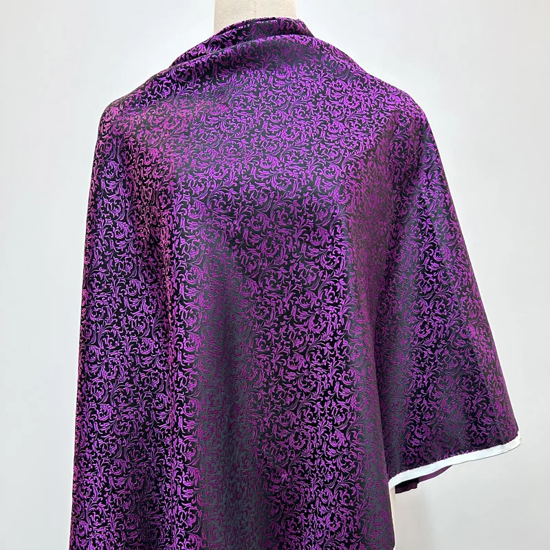 Pre-cut Vintage Black Purple Damask Brocade, Durable Versatile Jacquard Woven Upholstery Fabric, for Clothing & Home Decor
