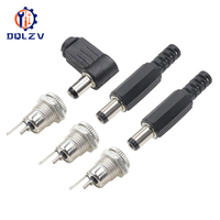5.5*2.5mm DC Power Supply Male Plug Connector 5.5x2.1mm Female Metal Panel Mount Socket Jack DC Connectors Terminal Adapter