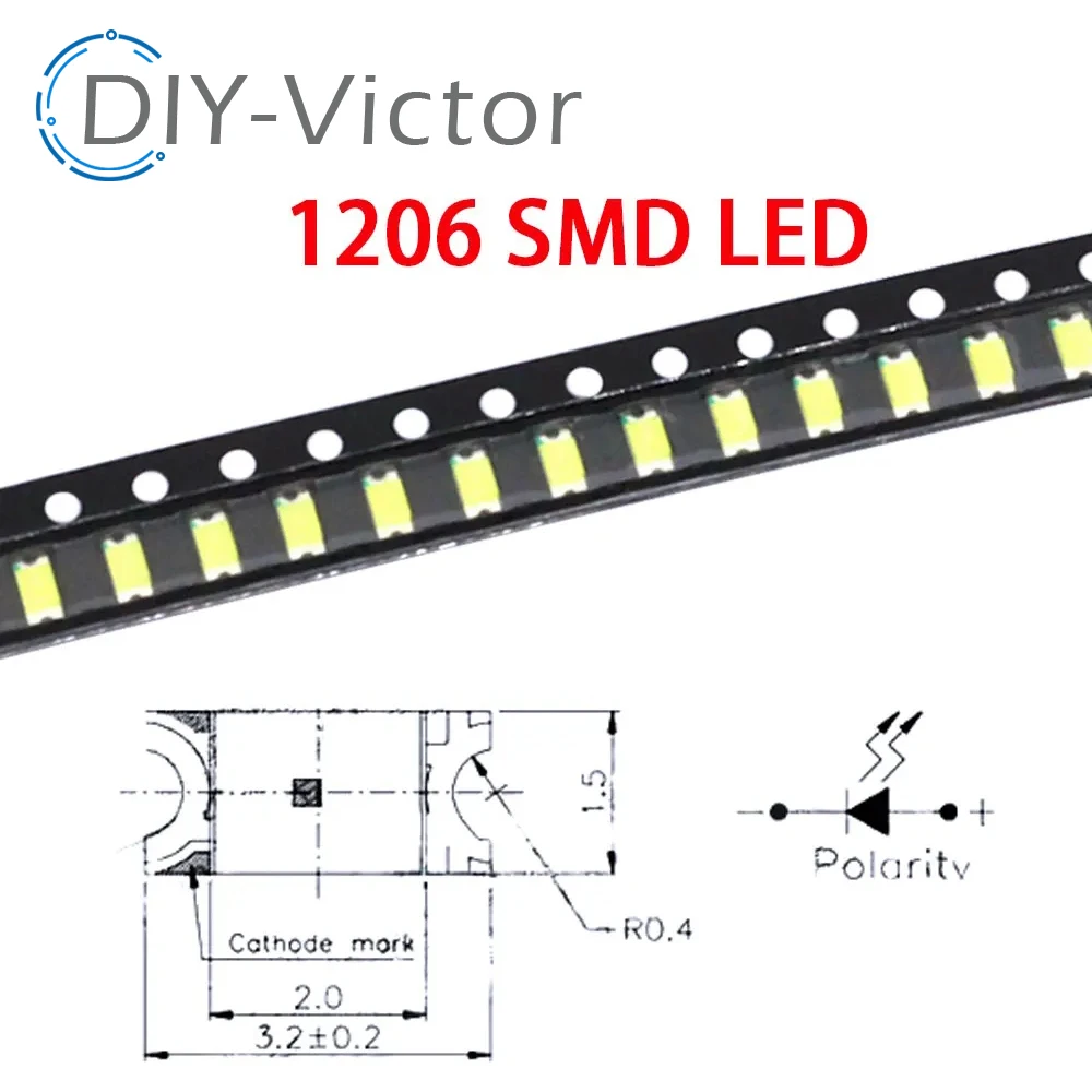 100pcs=5colors x 20pcs 1206 0805 0603 LED Diode Assortment SMD LED Diode Kit Green/ RED / White / Blue / Yellow