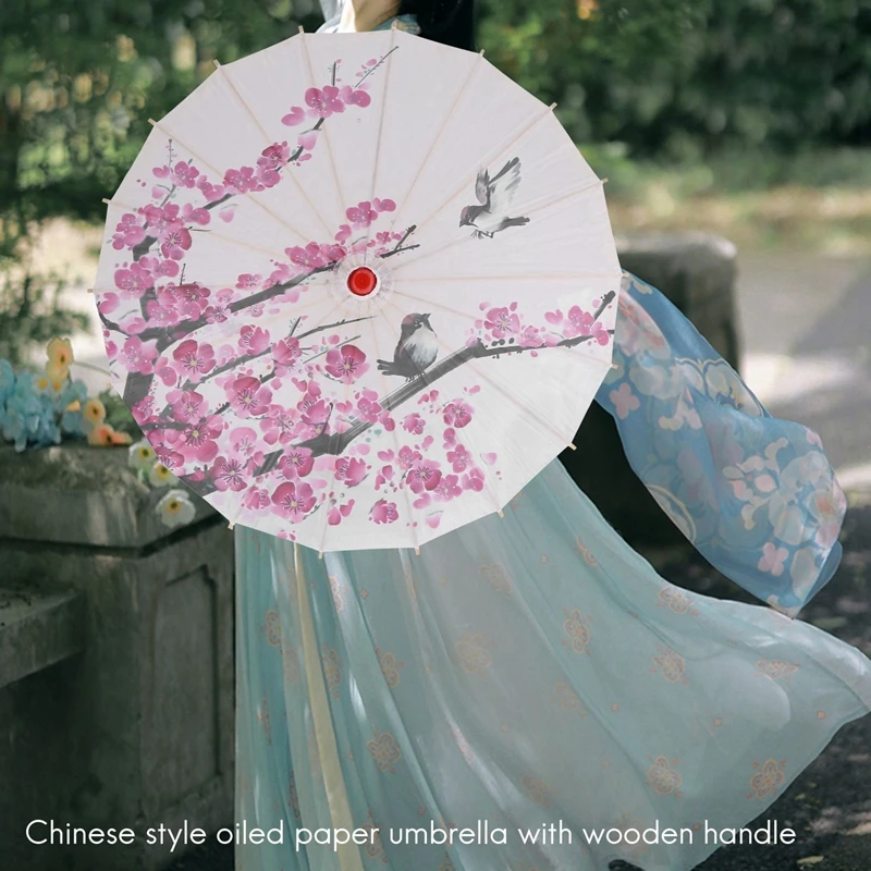 Aaac-art guarda-chuva de pano de seda chinês guarda-chuva estilo clássico decorativo guarda-sol pintado de papel a óleo guarda-sol
