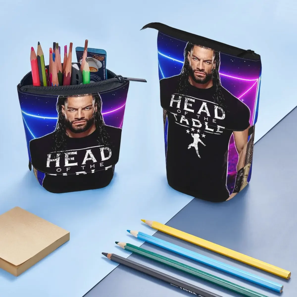 Wrestler Roman Reigns Wrestling Wendefedermäppchen für Kinder, Schule, Stiftbox, Bleistiftbeutel, Schreibwaren, Stifthalter, Tasche