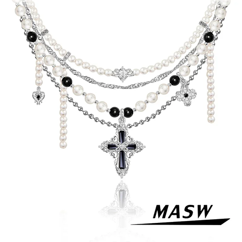 

MASW Original Design 2024 Trend New Jewelry Cool Cross Pendant Necklace For Women Fashion Accessories Hot Selling