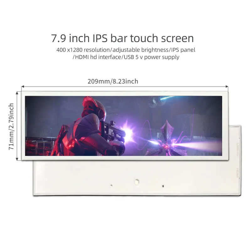 LCD Screen 7.9 Inch IPS 400x1280 Mini Portable Monitor PC Windows Rasperry Pi Secondary Advertising Display Touch Screen Monitor