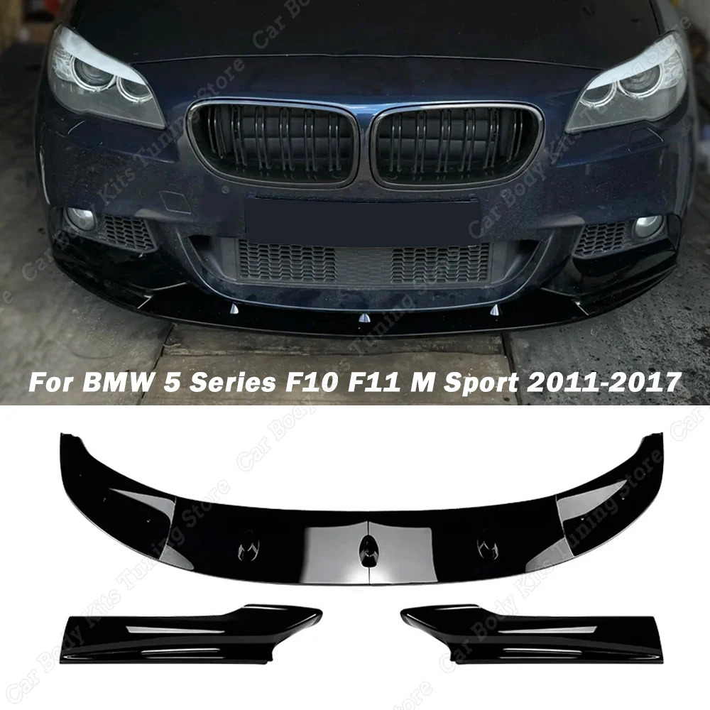 

For BMW 5 Series F10 F11 M Sport 2011-2017 Car Front Bumper Lip Spoiler Splitter Body Canard Kit Accessories ABS Gloss Black