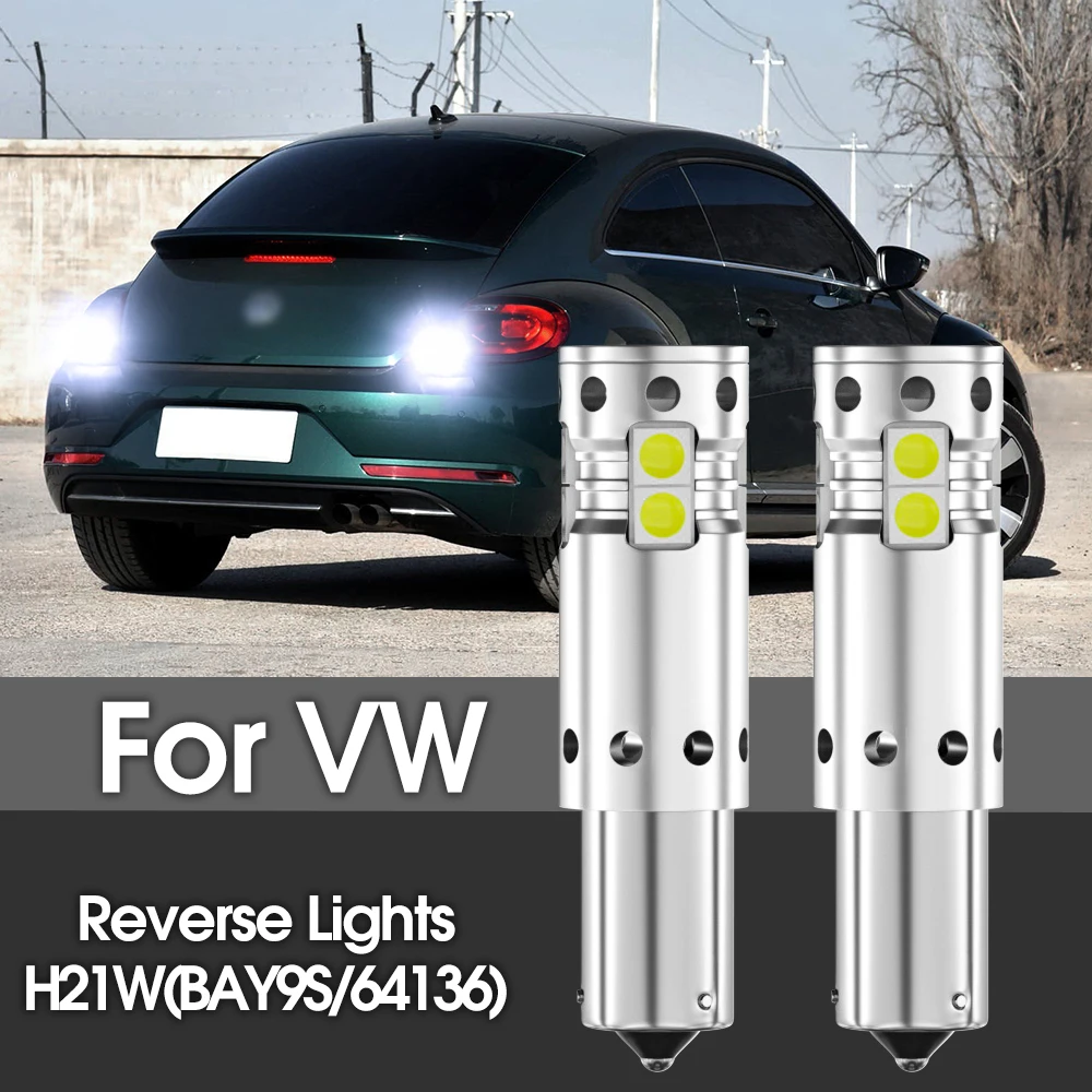 2pcs LED Backup Light Blub Reverse Lamp H21W BAY9S 64136 Canbus No Error For VW Touareg 2002-2010 Beetle 2005-2010