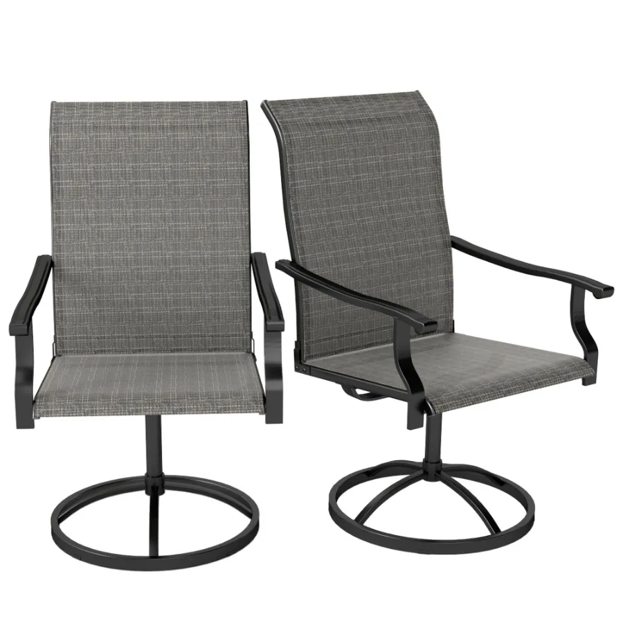 

Patio Swivel Chairs Set of 2 High Back Patio Dining Chairs with All-Weather Mesh for Backyard Lawn Garden Gray