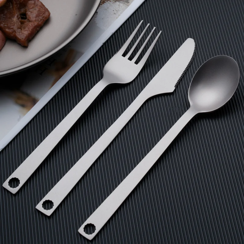 

Titanium Alloy Cutlery Knife Fork Spoon Chopsticks Outdoor Camping Picnic Ultra-light Portable Tableware