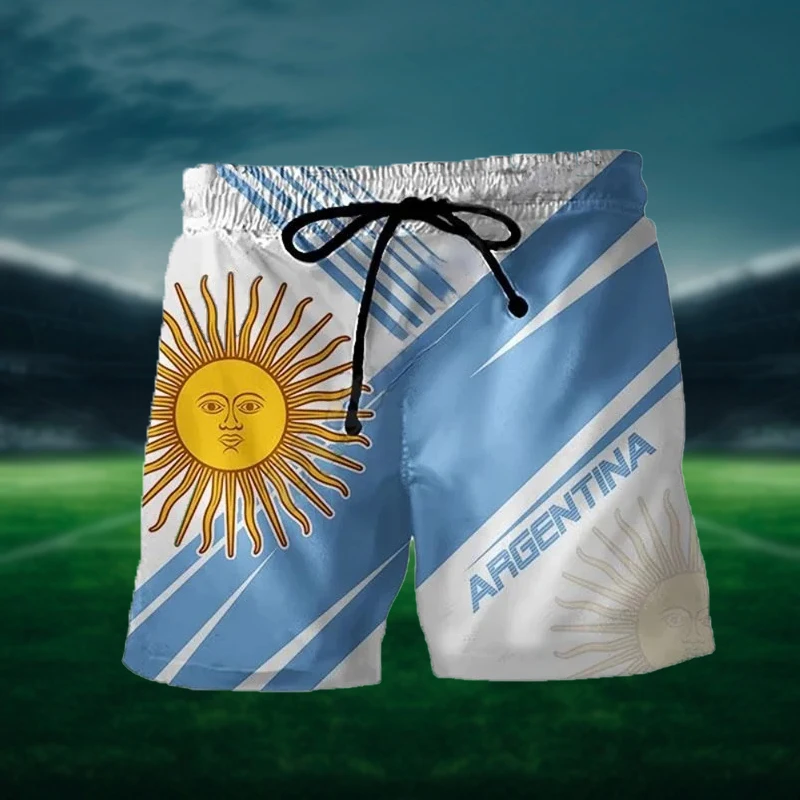 Argentina Flag 3D Print Fashion Kids Beach Shorts Argentine National Emblem Graphic Short Pant Summer Quick Drying Sports Shorts