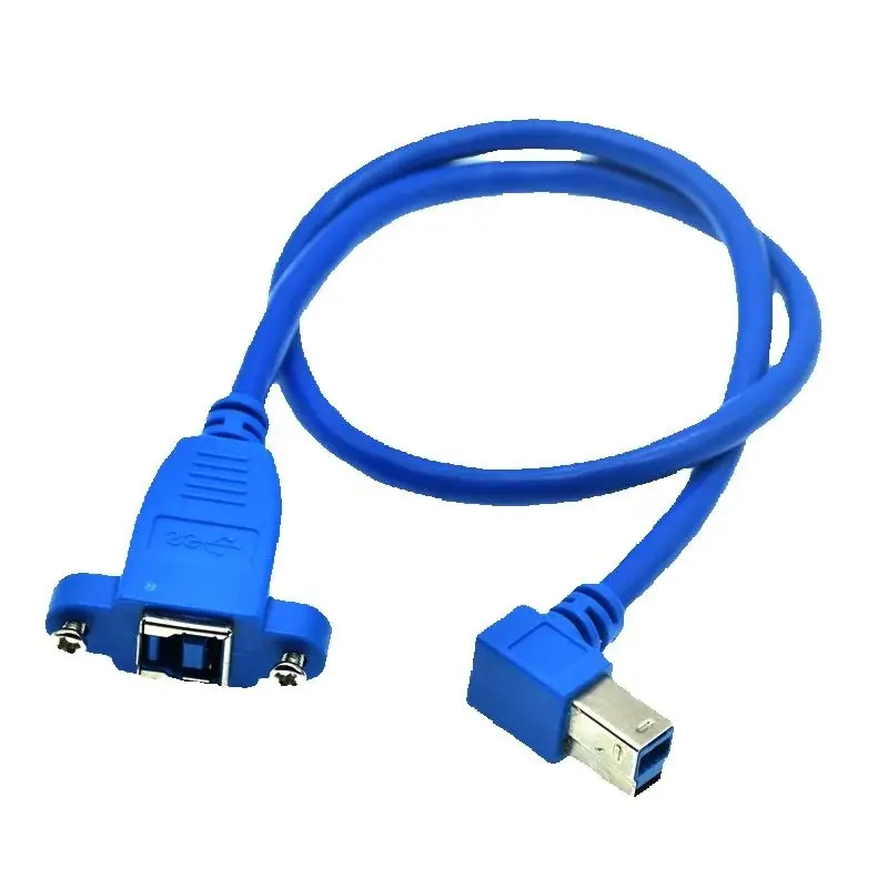 90  Degree Right Angle USB 3.0 Type B male to USB B female Printer Panel Mount Extension Sync Cable Cord 0.5m