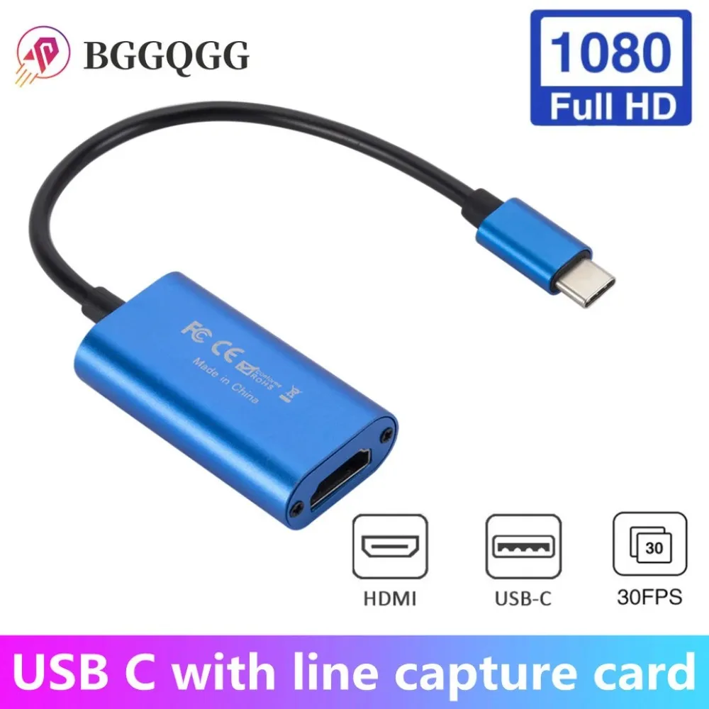 BGGQGG Type-C Video Capture Card HDMI-compatible to USB 1080P HD Game Record for PS4 Switch Live Streaming Broadcast Camera