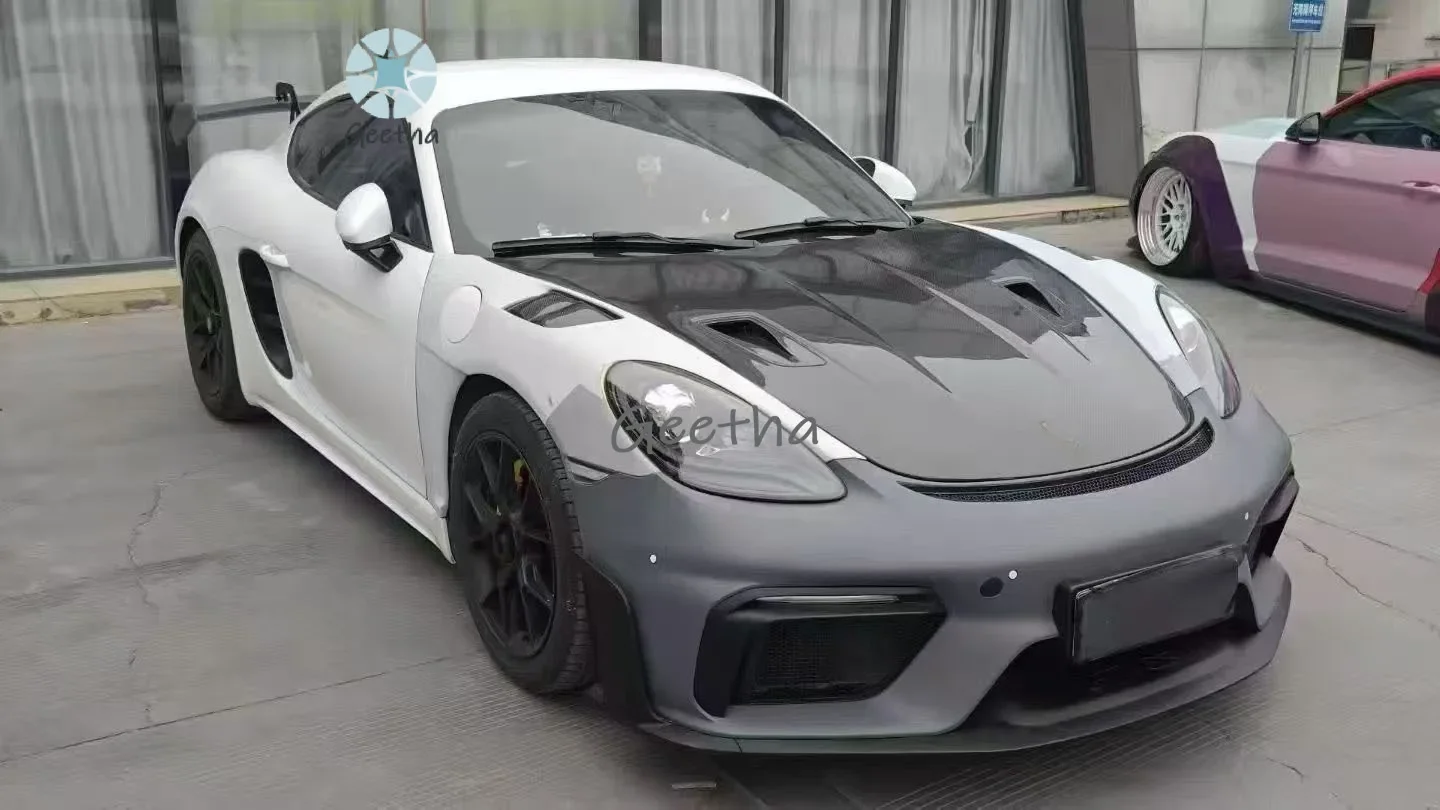 

For New 718 Cayman 982 GT4RS Carbon Fiber Bumper Exhaust Cutouts Bolt-On Installation Universal Fitment Protection