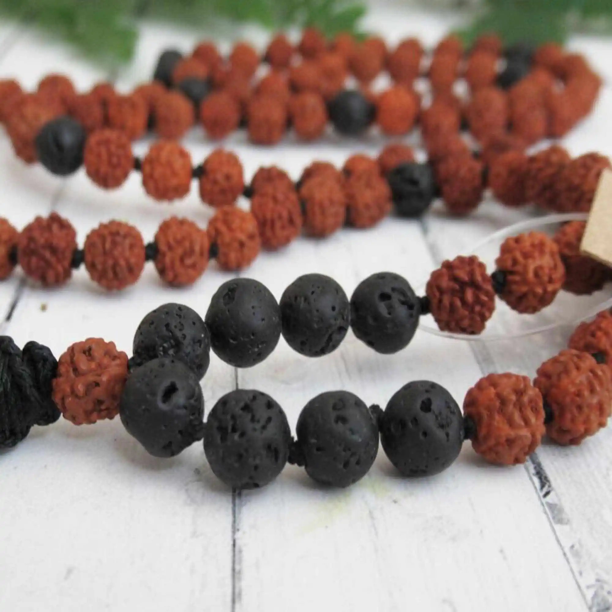 Natural 8mm brown round Rudraksha black lava beads 108 knot Necklace Inspiration Diy Yoga Cuff Relief Gift Meditation Classic