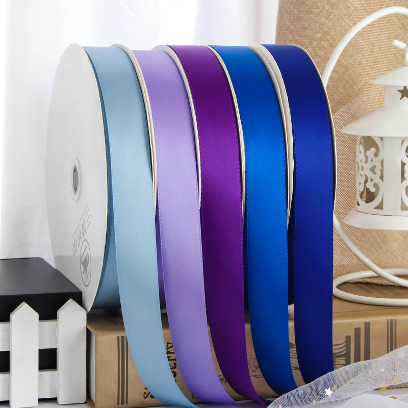 100Yards 1 Inch 25MM Wholesale Double Sided Satin Ribbon 100% Polyester Solid Tapes