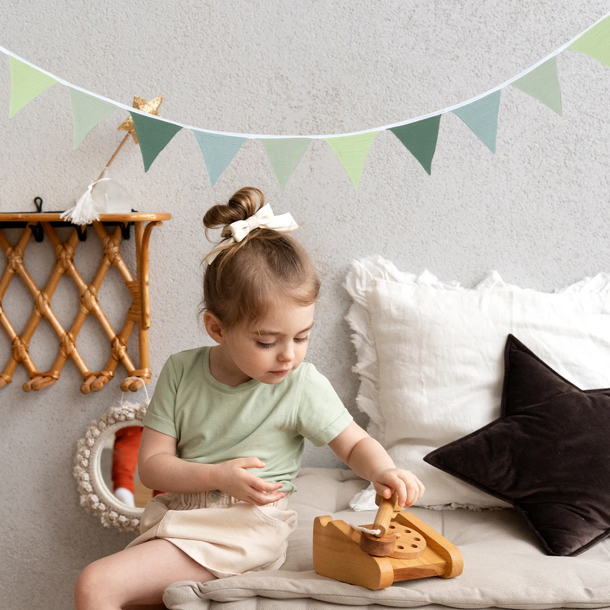 1 مجموعة حكيم الأخضر مثلث أعلام الرايات بوهو شيك معلقة العلم للخضرة دش الفصول الدراسية الزفاف حفلة عيد ميلاد زينة