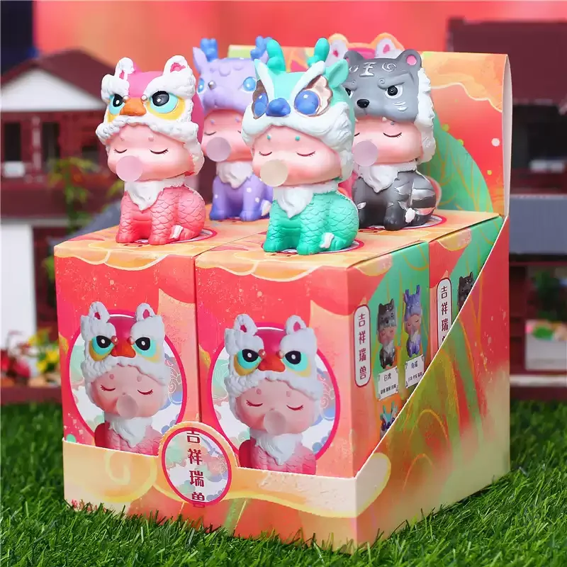 

Spot Auspicious Beast Blind Box Cute Cartoon Desktop Decoration Car Ornaments Qinglong White Tiger Kirin Girl Birthday Gift