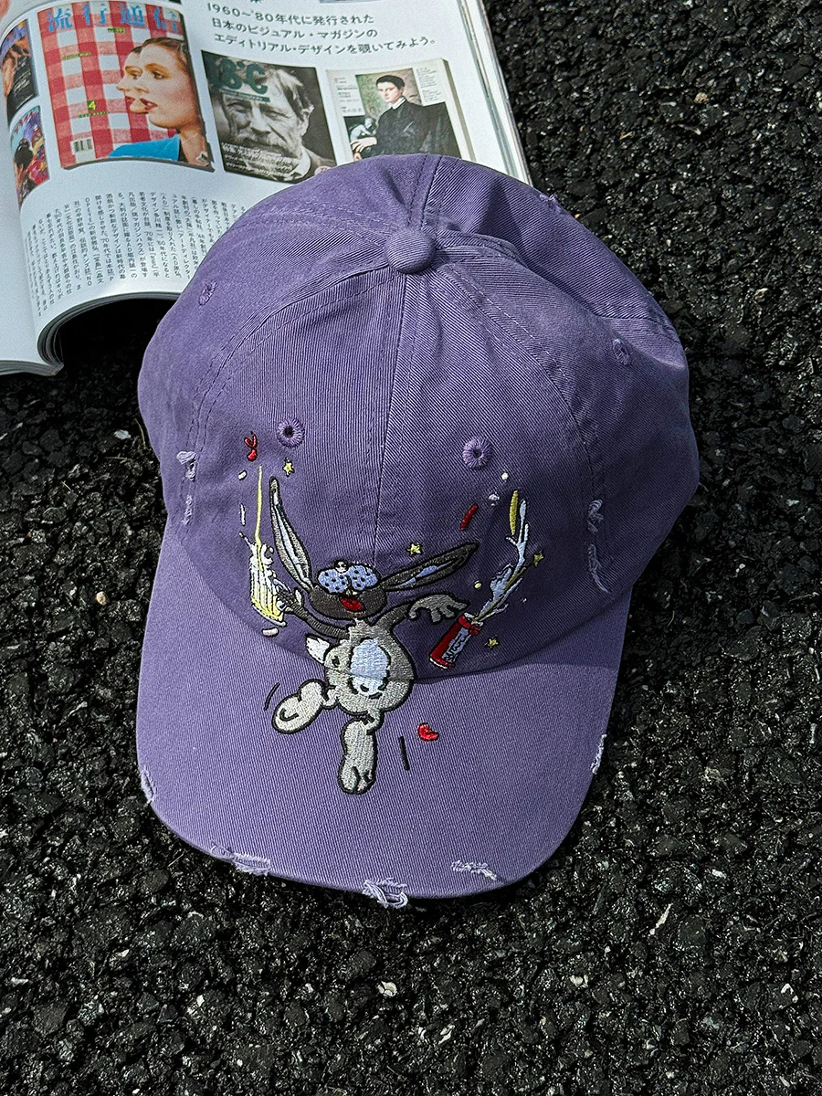 

Originality Rabbit Embroidered baseball cap for men Go out Running Motion Camp Sunshade Women's hat Popular Embroidered sun