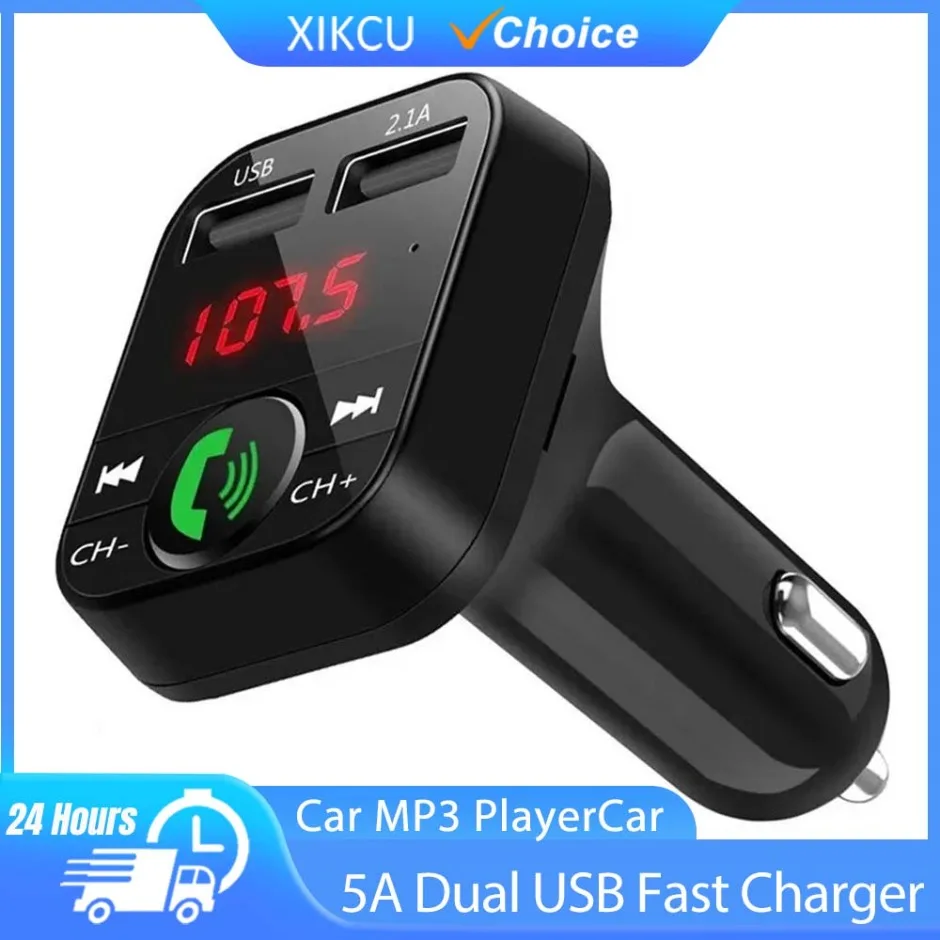 5A Dual USB Fast Charger Car Bluetooth 5.0 FM Transmitter Wireless Adapter Mic Audio Receiver Auto MP3 PlayerCar Accessories