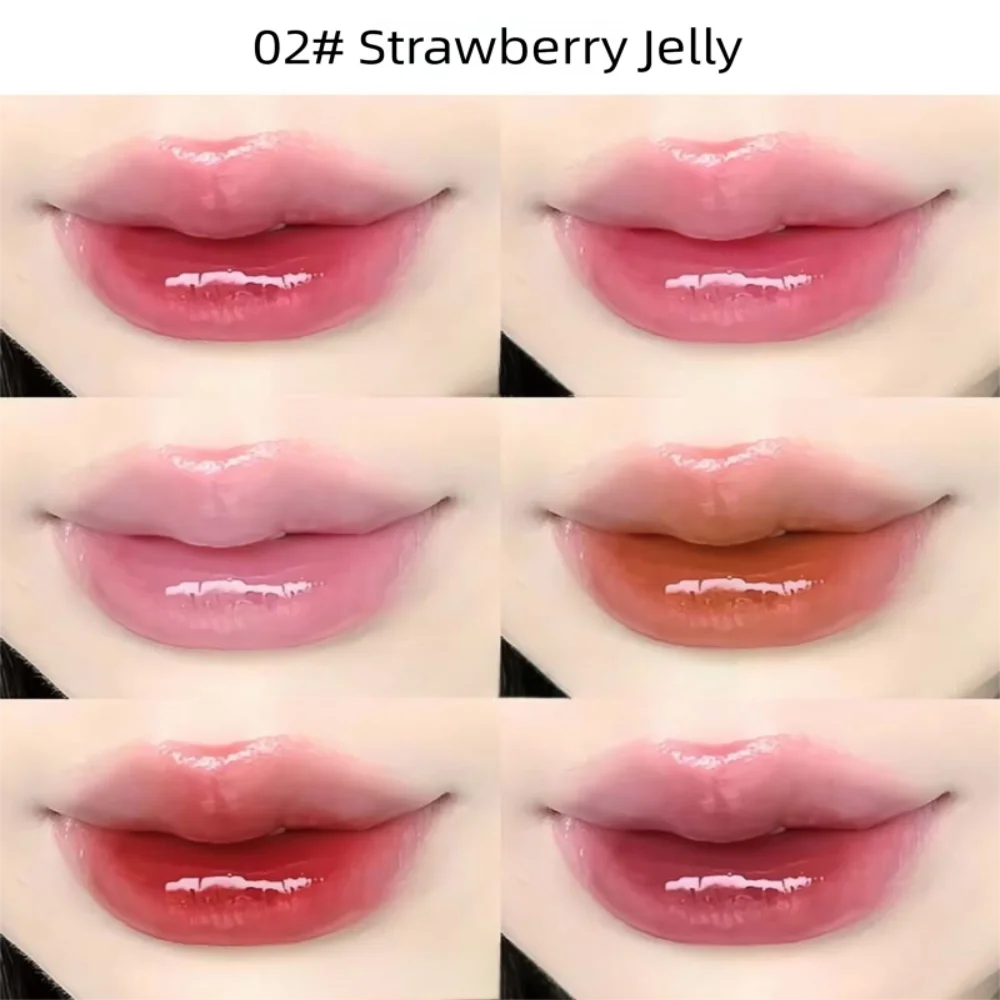 Fashion 6-Color Lip Tint Mirror Crystal Jelly Silicone Lip Brush Lip Gloss Makeup Palette Moisturizing Lip Makeup Gift