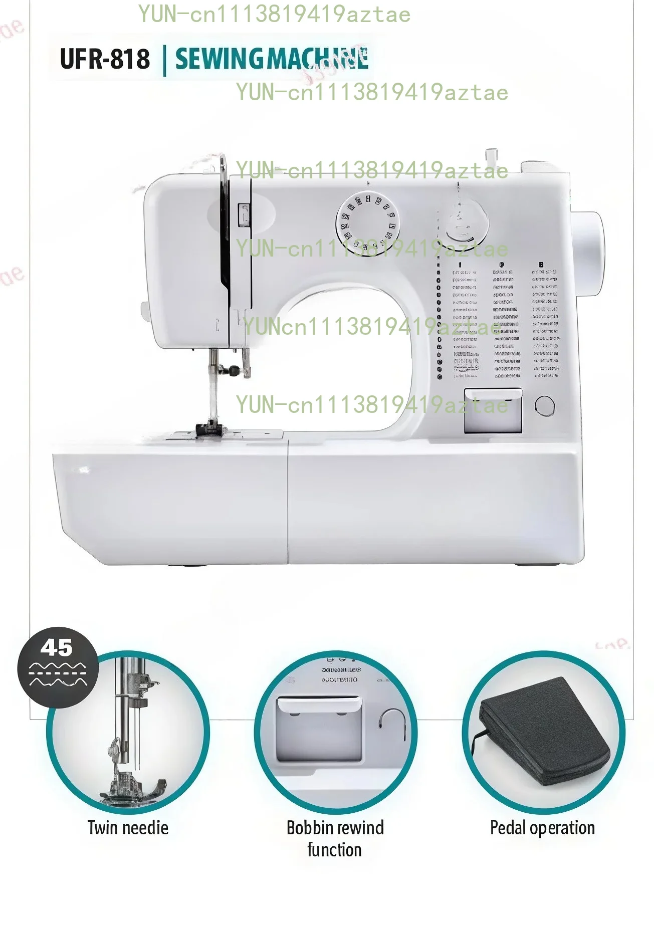 818 Household Multifunctional 45 Thread Type Double Needle Mini Sewing Machine Lock Edge Nail Grommets