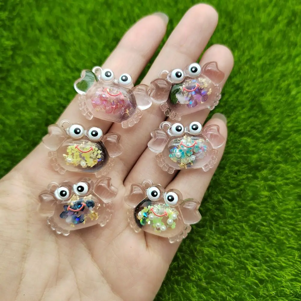 50pcs 21x30mm Kawaii Crab Transparent Resin Charm W/ Hanging Hole for Diy Phone Crafts Pendant Ornament Jewelry Accessories