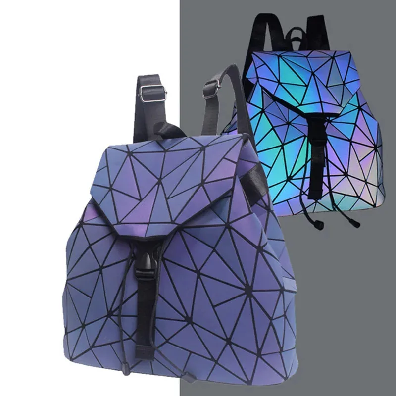 Luminous bao bag plecak damski geometryczne plecaki dla nastoletnich dziewcząt kobieta laserowy diament tornister studencki Mochila Bolsas