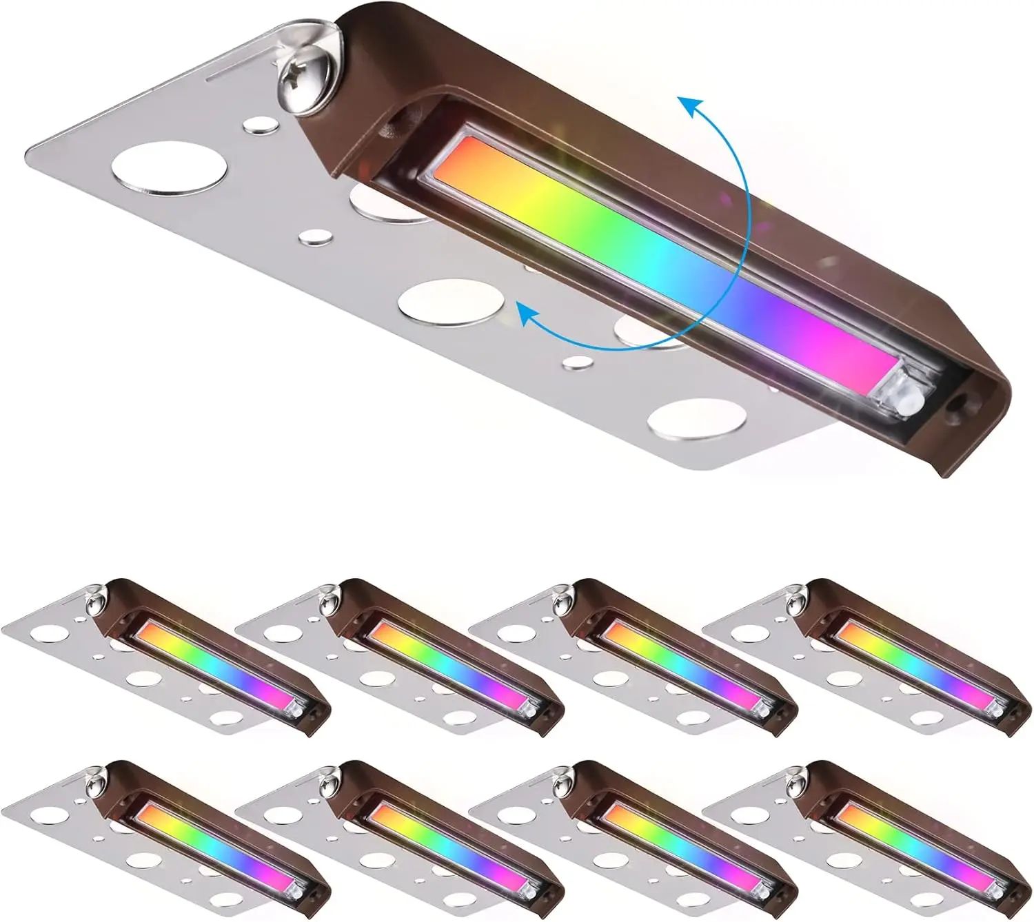 

Комплект из 8 RGB LED светильников 7 дюймов 3W для подсветки стен, поворотные, с изменением цвета, низковольтные 12V 24V AC/DC, для наружного ландшафтного освещения, для мощения дорожек и ступеней