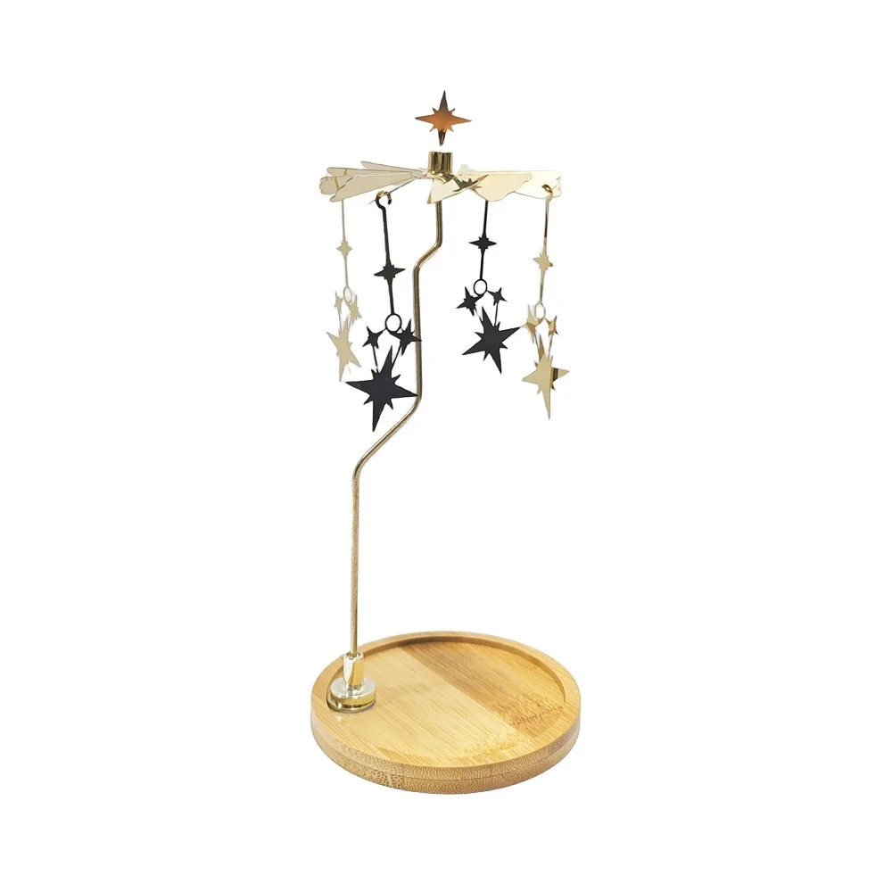 Spot aromatherapy candlestick souvenir round bamboo chassis magnetic rotating marquee aromatherapy tray