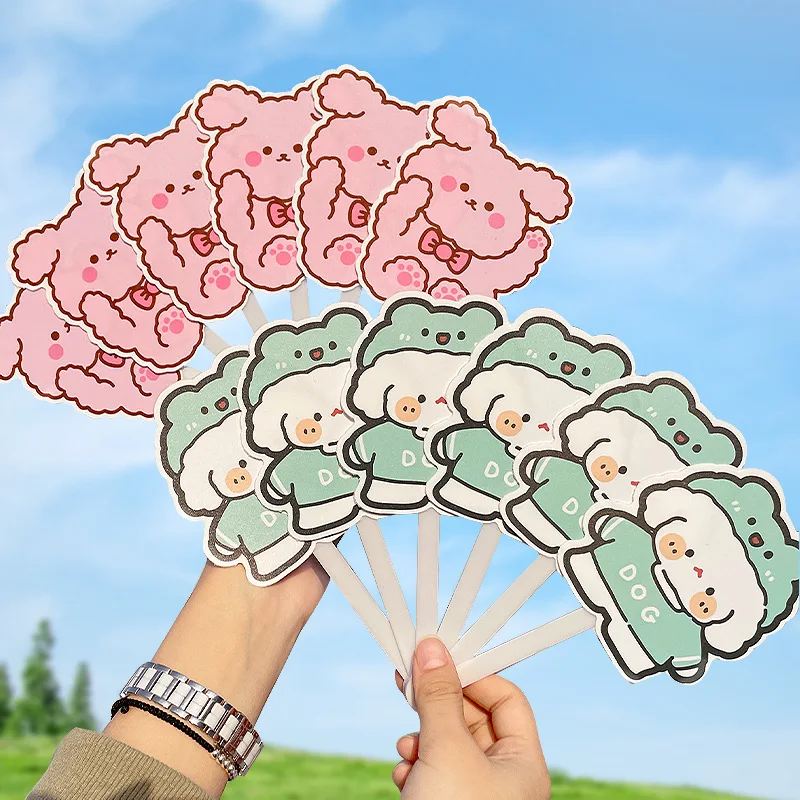 

Cute Cartoon Animal Dog Bear Rabbit 6-Bone Folding Fan Portable Mini Handheld Cooler for Girls Kids Summer Travel Fans Crafts