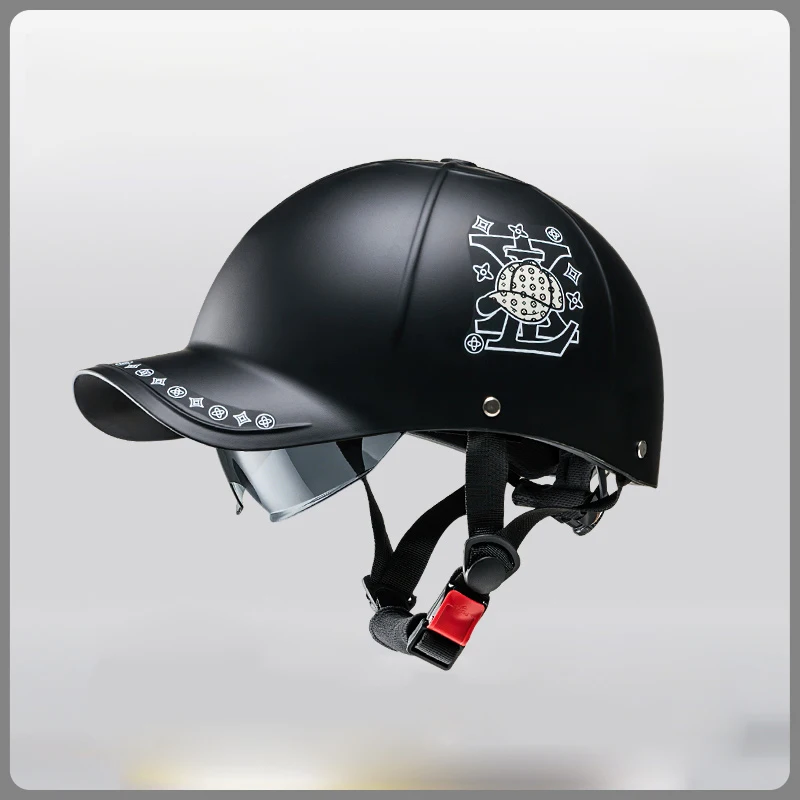 New Cafe Racer Chopper Scooter Safety Hard Hat Half Face Vintage Summer Cap Motorcycle Half Helmet Baseball Cap Style