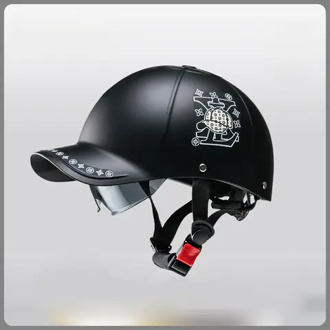 Nouveau café Racer Chopper Scooter sécurité casque demi visage Vintage casquette d'été moto demi casque casquette de Baseball Style