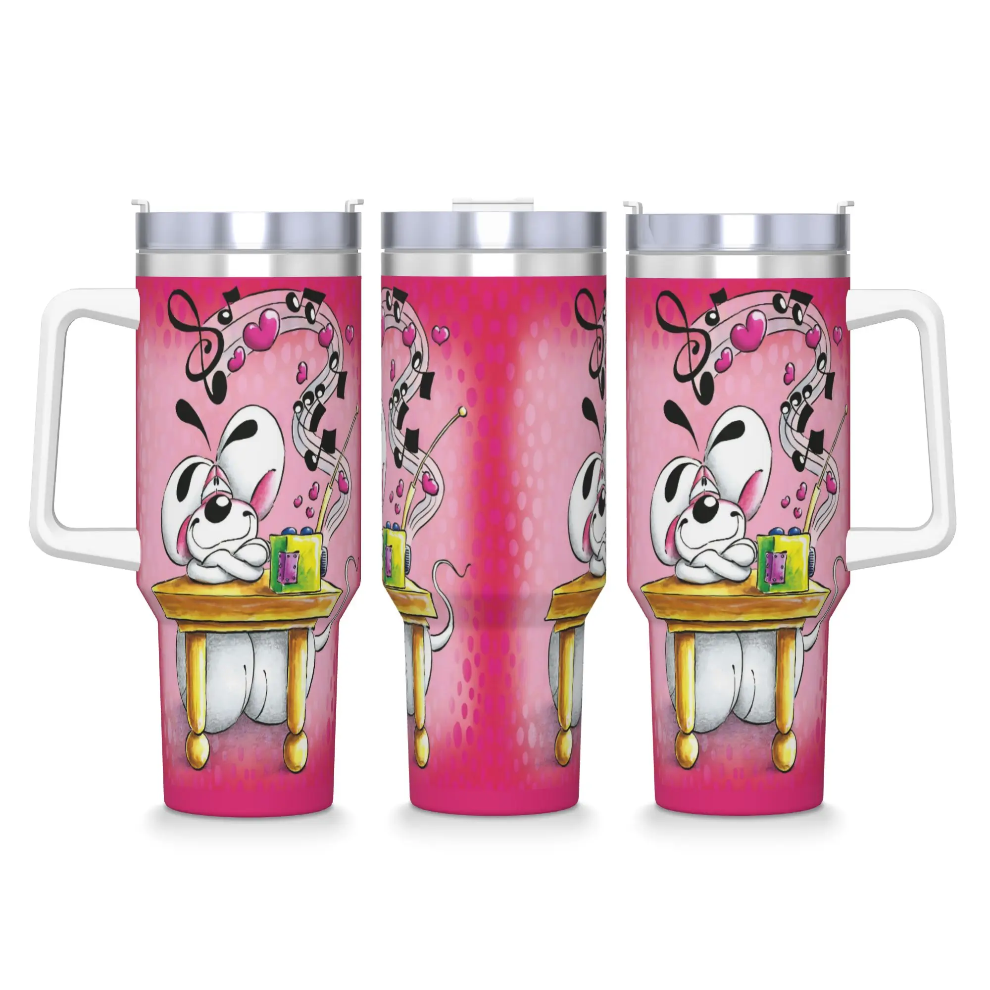 Edelstahlbecher Cartoon D-Diddl Kaffeetasse Auslaufsicheres Kaltgetränk Autobecher Strand Design Wasserflasche