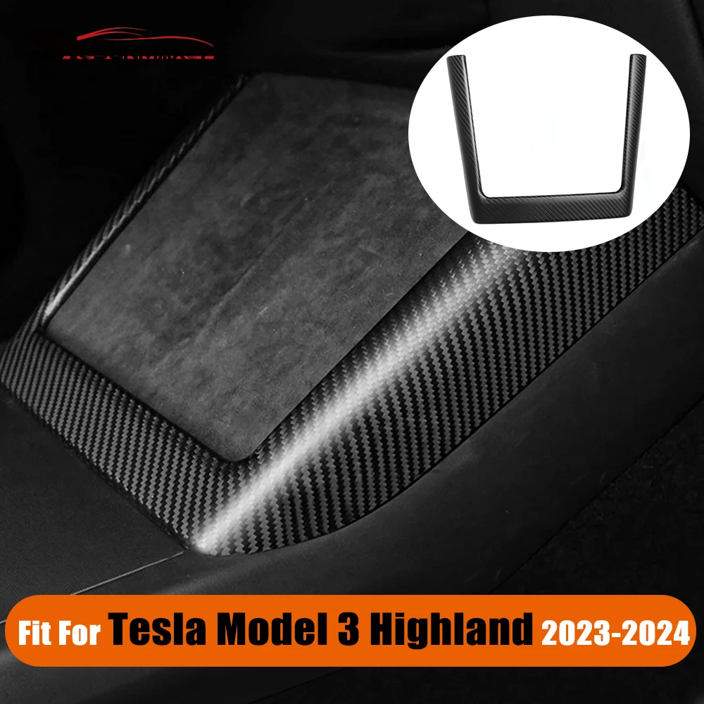 

For Tesla Model 3 Highland 2024 Real Carbon Fiber Interior Wireless Charging Frame Decoration Cover Car Accessories