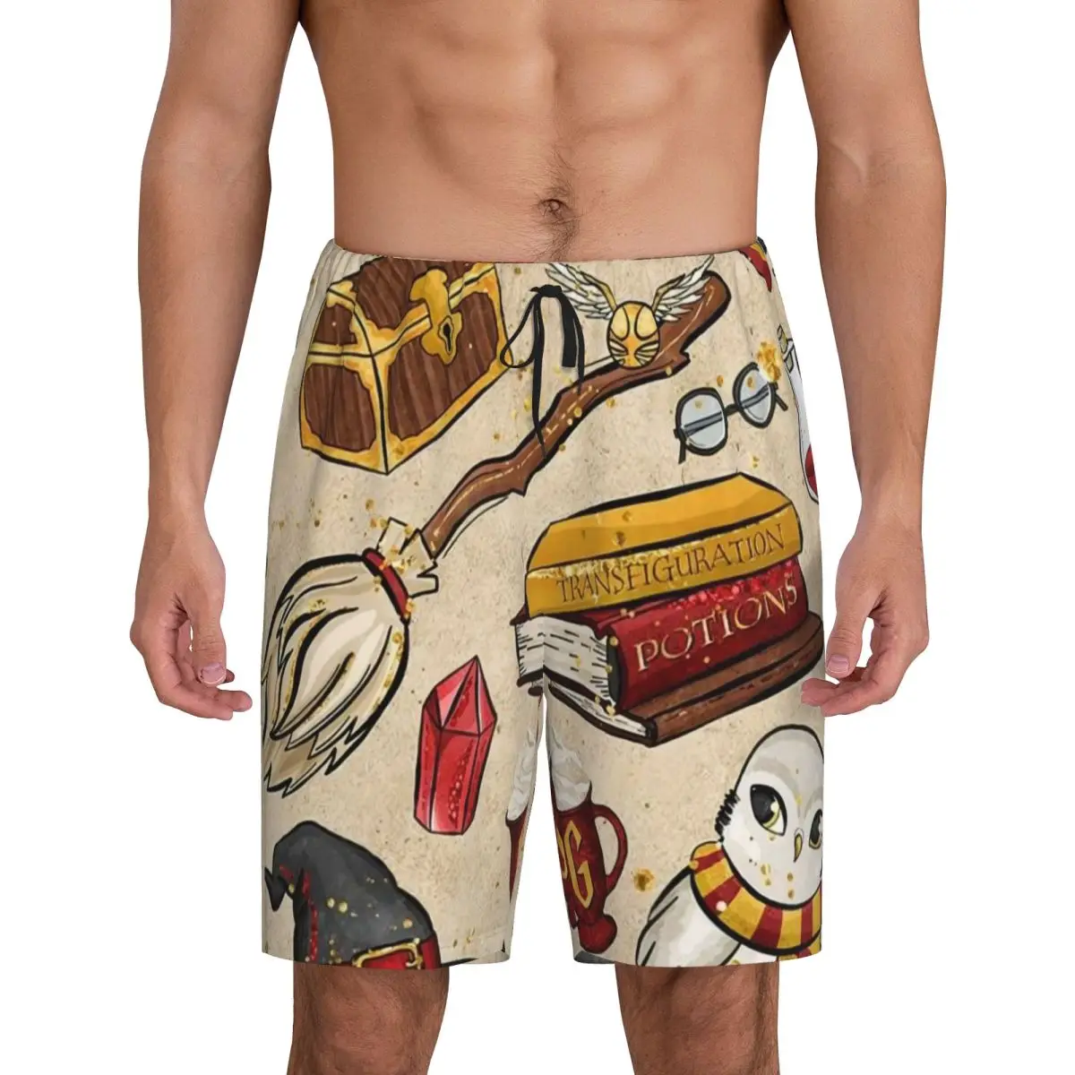

Custom Print Men Harrys Magic Adventure Movies Potters Pajama Bottoms Sleepwear Pjs Sleep Shorts with Pockets