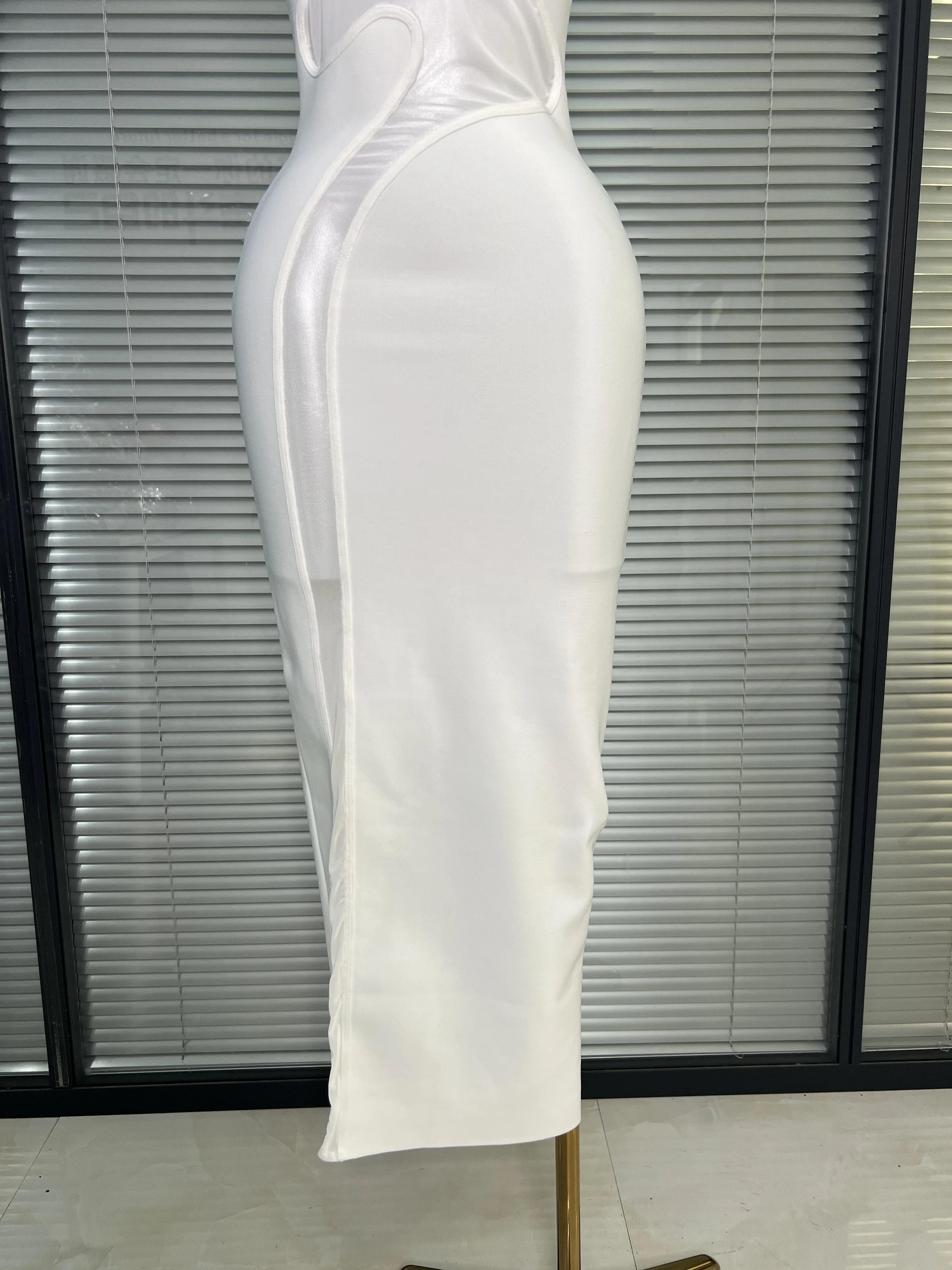 Summer New 2025 Women Black White Long Bodycon Bandage Dress Knitted Mesh Tank Evening Party Dress Vestido