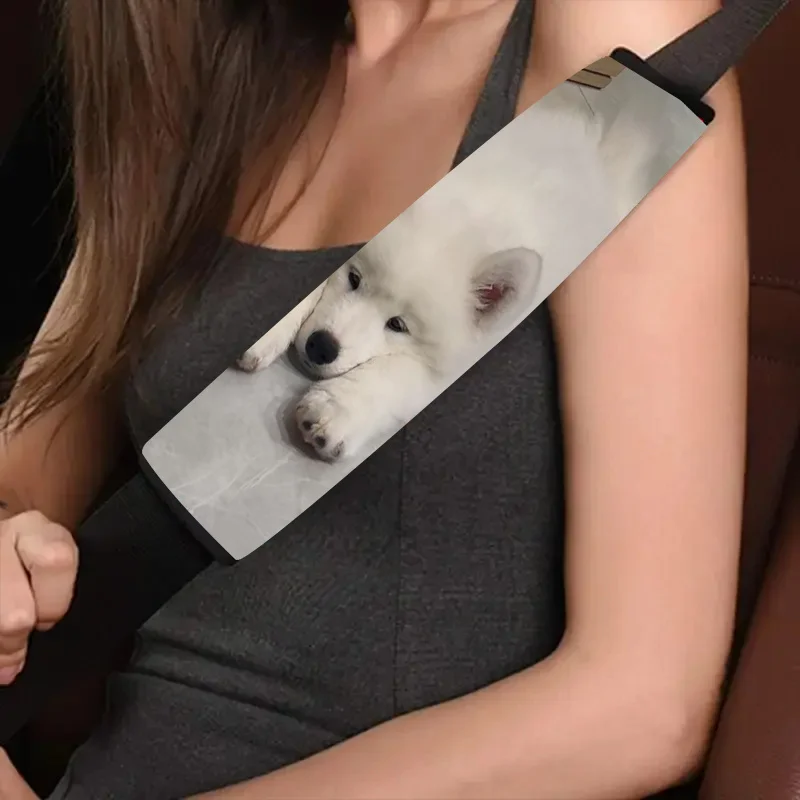 Samoyed Dog Seat Belt Shoulder Strap, Cute And Made Of Soft Polyester, These Comfortable Driving Additions Are A Must For Long J