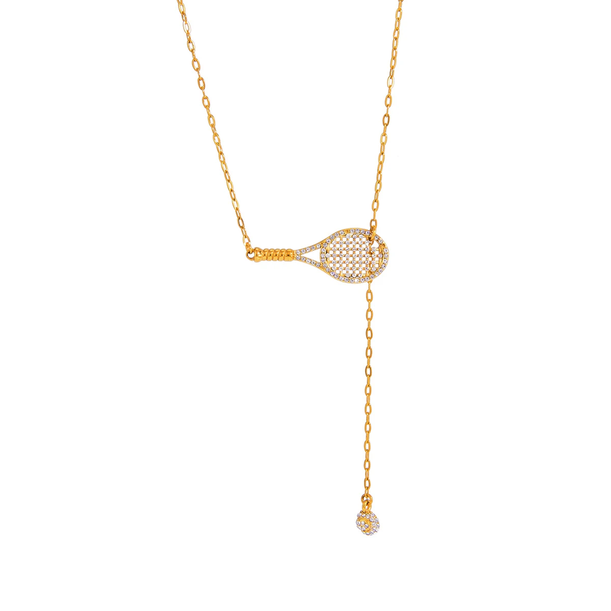 Tennis Racket Necklace (18K Gold Plated)