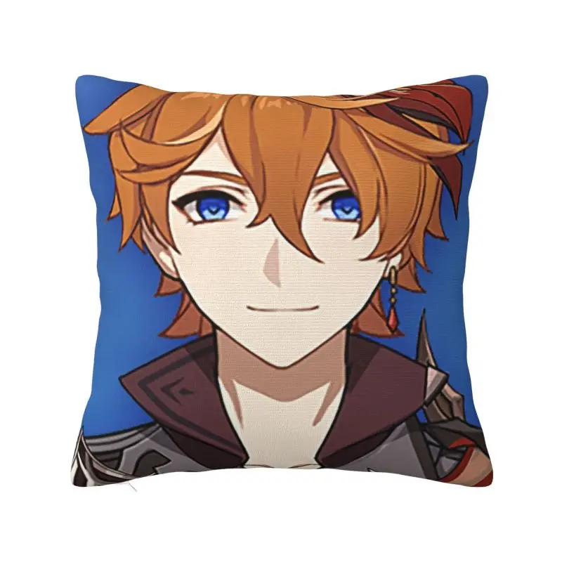 Luxury Genshin Impact Childe Tartaglia Sofa Cushion Cover Soft Anime Game Throw Pillow Case Living Room Decoration