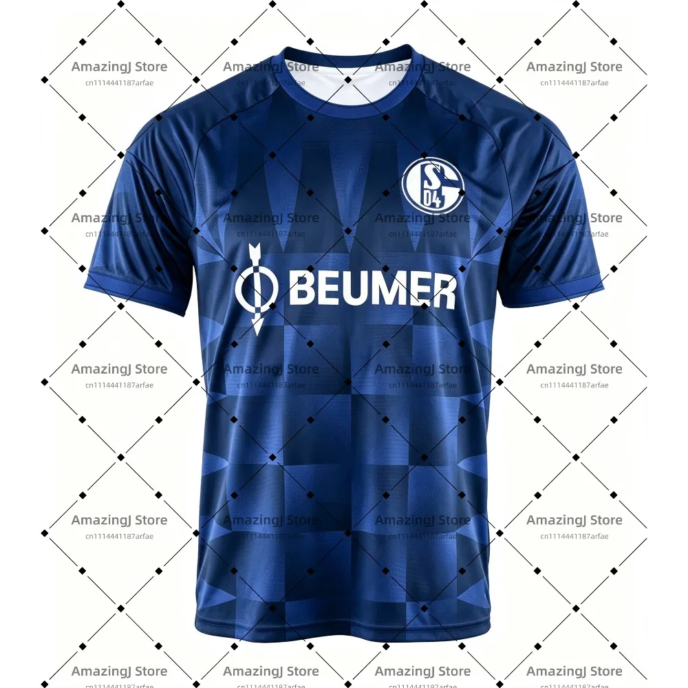 2026-27 Schalke 04 Heim- und Auswärtstrikot mit 3D-Digitaldruck, bequemes und atmungsaktives Sport-Freizeit-Oberteil