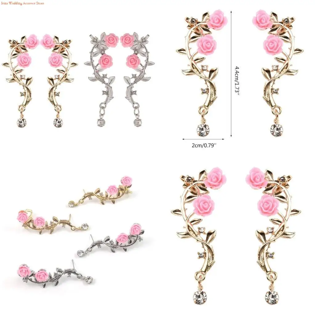 G92D Romantic Retro Rose Flower Climbers Crawler for Jacket Earring Fashion Party Jew