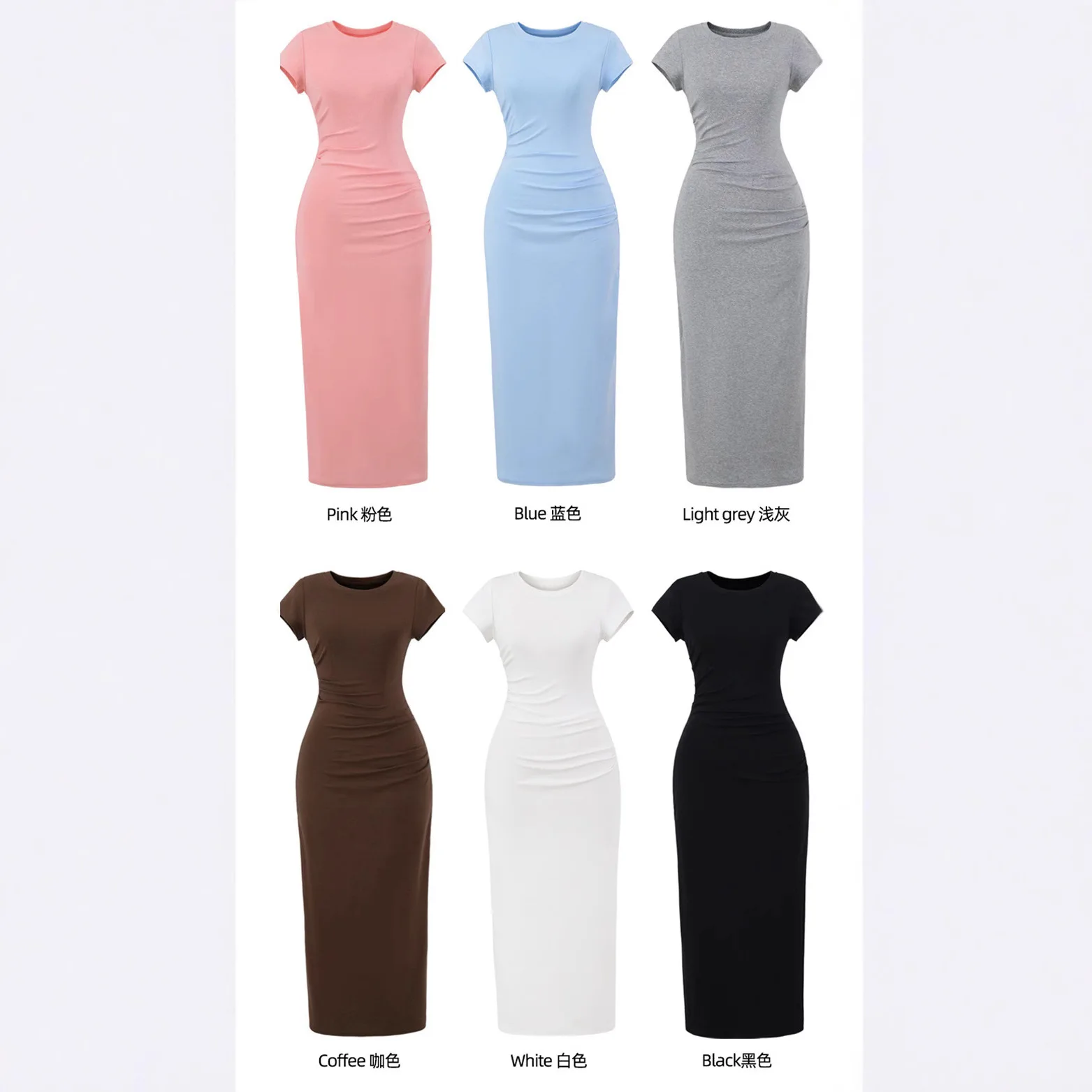 多用途な女性用ストライプ柄のおしゃれなフロントショルダープリーツ入り半袖ロングスカート