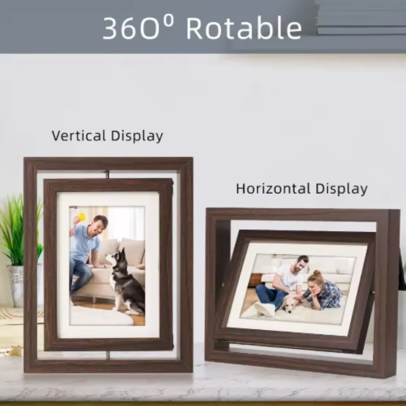 Marco de fotos giratorio de madera para huellas de perros y gatos – Regalo conmemorativo - imagen 2