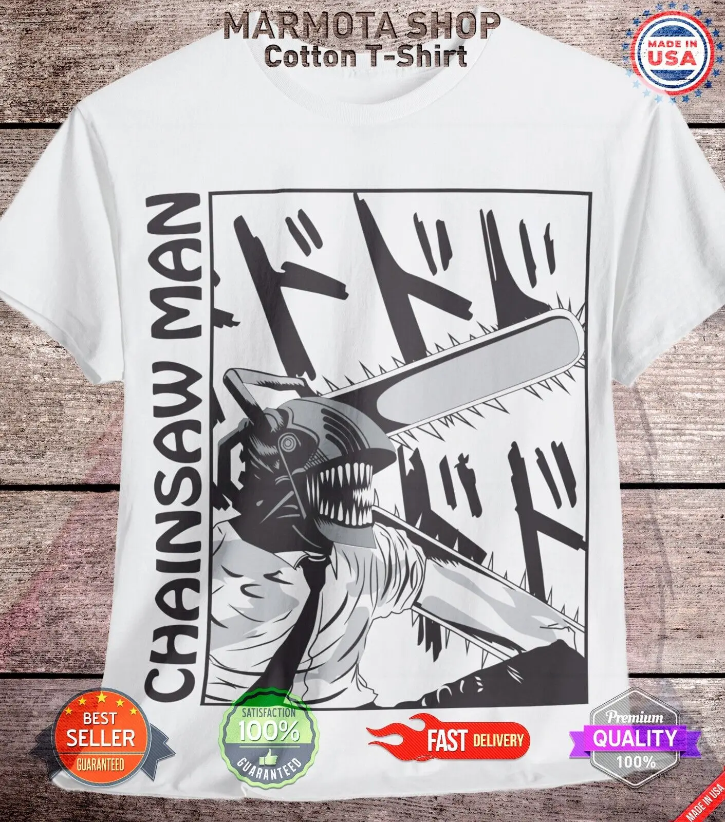 Denji Chainsaw Man Shirt Anime Tee T-Shirt Pochita Horror Manga Otaku Makima