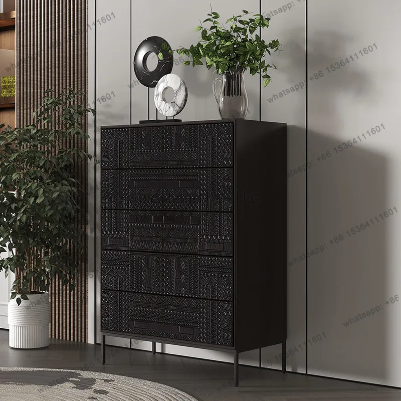 

Italian light luxury chest modern simple black living room bedroom storage cabinet